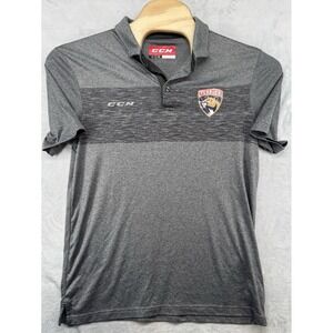 CCM Florida Panthers Polo Shirt NHL Hockey Gray Tactical Dry Men's SIze L
